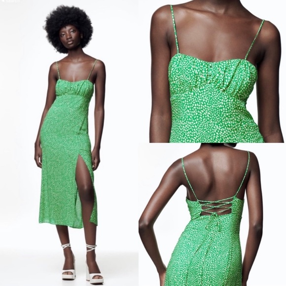 🤩SOLD 🤩NWT/ZARA MIDI Corset style print dress - Picture 2 of 12